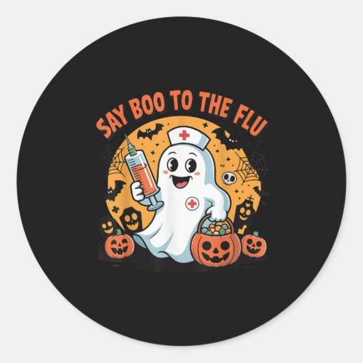Funny Halloween Quote Say Boo To The Flu Cool Vacc Runder Aufkleber (Vorderseite)