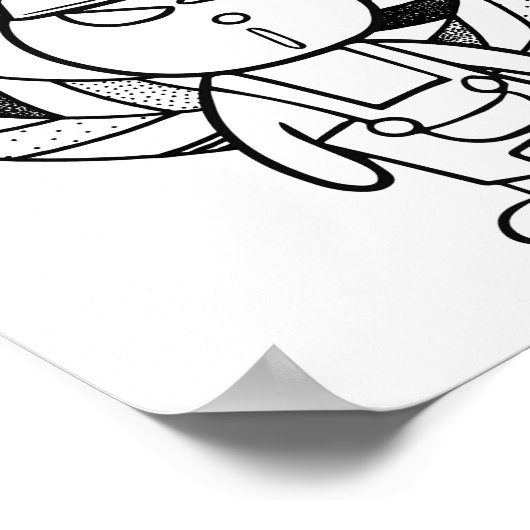 Funny Halloween Rabbit Coloring Page Poster (Ecke)