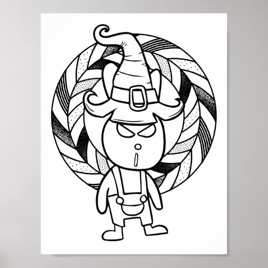 Funny Halloween Rabbit Coloring Page Poster (Vorne)