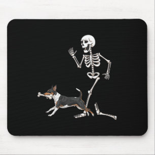 Funny Halloween Rat Terrier and Skeleton Mousepad