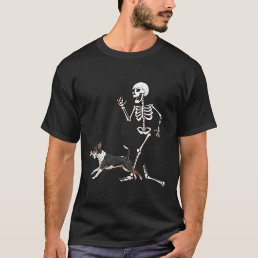 Funny Halloween Rat Terrier and Skeleton T-Shirt (Vorderseite)
