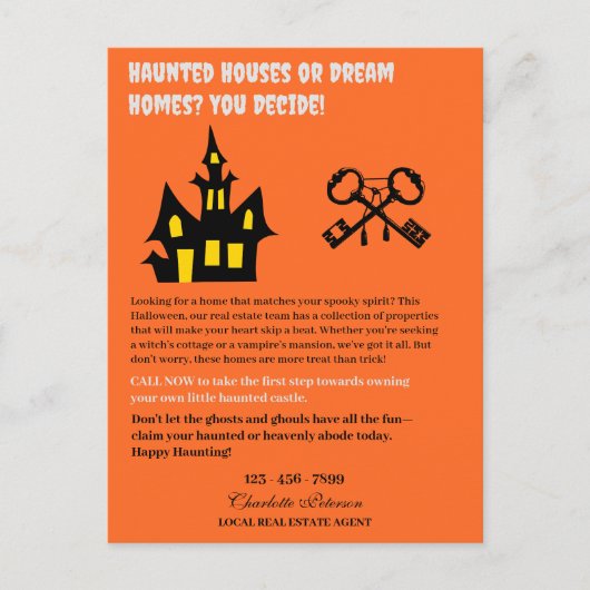 Funny Halloween Real Anwesen Feiertagspostkarte (Vorderseite)