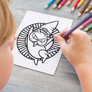 Funny Halloween Rude Cat Coloring Page Poster