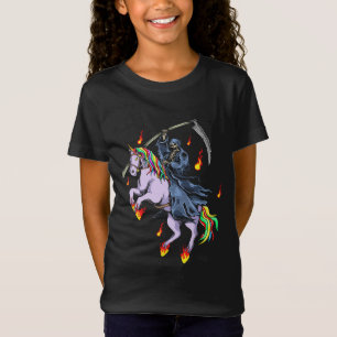 Funny Halloween Sensenmann reiten Unicorn T-Shirt