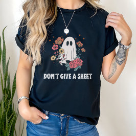 Funny Halloween Shirt with Cute Ghost and Flowers