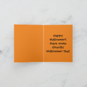 Funny Halloween Skeleton-Bat Tea Time Faltcard Dankeskarte (Innenseite)