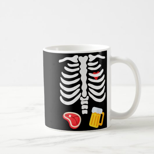 Funny Halloween Skeleton Beer &amp; Steak Costume  Kaffeetasse (Rechts)
