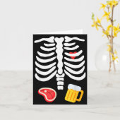 Funny Halloween Skeleton Beer & Steak Costume Karte (Gelbe Blume)