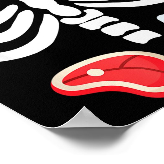 Funny Halloween Skeleton Beer &amp; Steak Costume  Poster (Ecke)