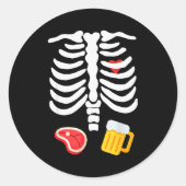 Funny Halloween Skeleton Beer & Steak Costume Runder Aufkleber (Vorderseite)