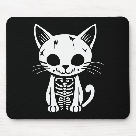 Funny Halloween Skeleton Cat Kitty Costume Skull C Mousepad (Vorne)
