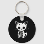 Funny Halloween Skeleton Cat Kitty Costume Skull C Schlüsselanhänger (Vorderseite)