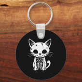 Funny Halloween Skeleton Cat Kitty Costume Skull C Schlüsselanhänger (Vorderseite)