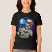 Funny Halloween Skeleton Creep It Real Tri-Blend Shirt (Vorderseite)