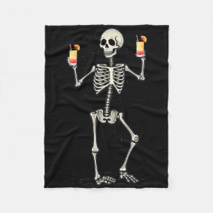 Funny Halloween Skeleton Drinken Tequila Sonnenauf Fleecedecke