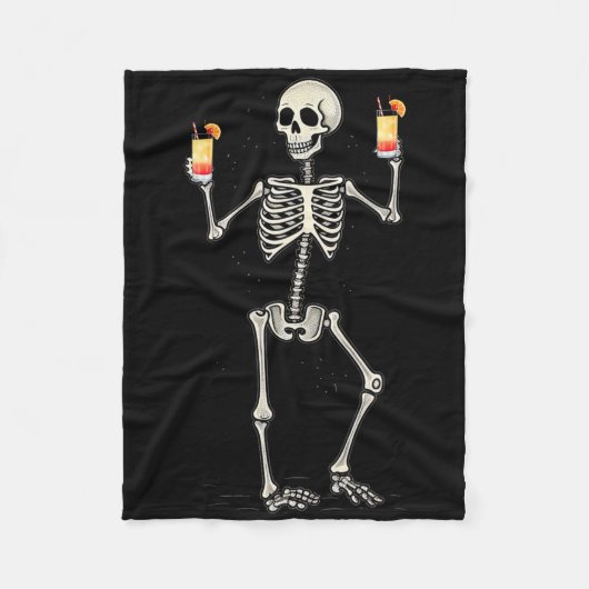 Funny Halloween Skeleton Drinken Tequila Sonnenauf Fleecedecke (Vorderseite)