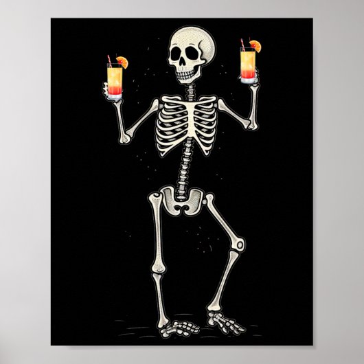 Funny Halloween Skeleton Drinken Tequila Sonnenauf Poster (Vorne)