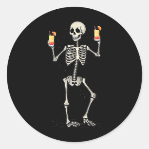 Funny Halloween Skeleton Drinken Tequila Sonnenauf Runder Aufkleber