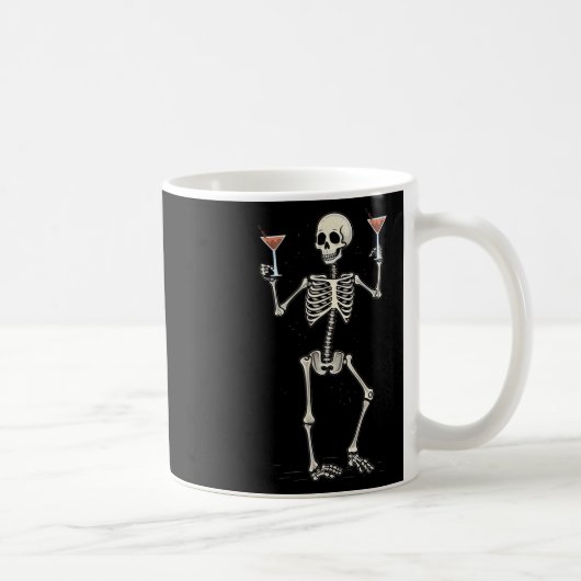 Funny Halloween Skeleton Drinks Manhattan Schwanz Kaffeetasse (Rechts)