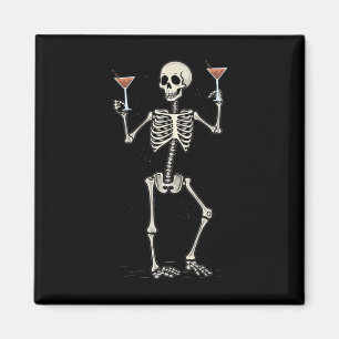 Funny Halloween Skeleton Drinks Manhattan Schwanz Magnet