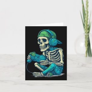 Funny Halloween Skeleton Gamer Boys Men Video Game Karte