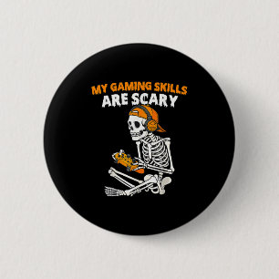 Funny Halloween Skeleton Gamer Video Gaming Skills Button