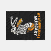 Funny Halloween Skeleton Gamer Video Gaming Skills Fleecedecke (Vorderseite (Horizontal))