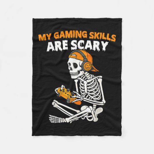 Funny Halloween Skeleton Gamer Video Gaming Skills Fleecedecke (Vorderseite)