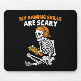 Funny Halloween Skeleton Gamer Video Gaming Skills Mousepad
