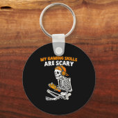 Funny Halloween Skeleton Gamer Video Gaming Skills Schlüsselanhänger (Vorderseite)