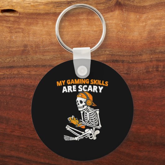Funny Halloween Skeleton Gamer Video Gaming Skills Schlüsselanhänger (Vorderseite)