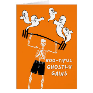 Funny Halloween Skeleton Ghoteen Gains Barbell