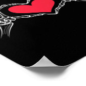 Funny Halloween Skeleton Hand Heart Sign Liebe Red Poster (Ecke)
