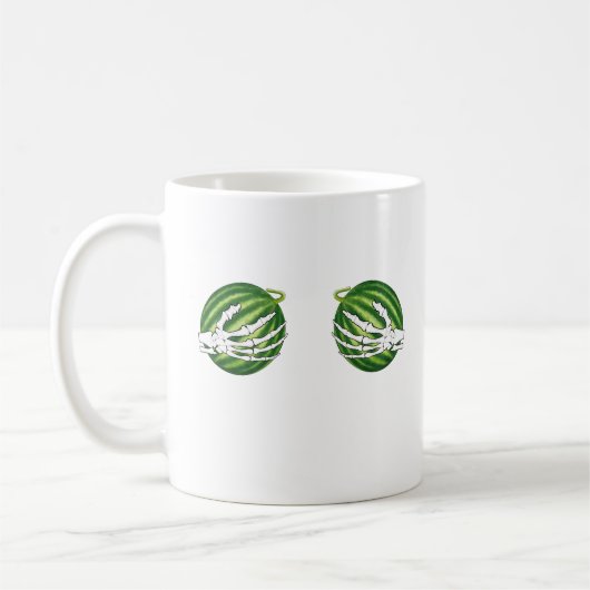 Funny Halloween Skeleton Hands Holding Melons Kaffeetasse (Links)