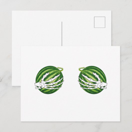 Funny Halloween Skeleton Hands Holding Melons Postkarte (Vorne/Hinten)