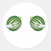 Funny Halloween Skeleton Hands Holding Melons Runder Aufkleber (Vorderseite)