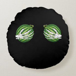 Funny Halloween Skeleton Hands Holding Melons Rundes Kissen