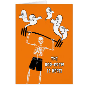 Funny Halloween Skeleton mit Boo Crew Weights