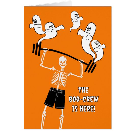 Funny Halloween Skeleton mit Boo Crew Weights (Vorne)