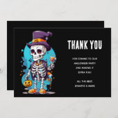 Funny Halloween Skeleton mit Top Hat Dankeskarte (Vorne/Hinten)
