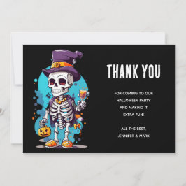 Funny Halloween Skeleton mit Top Hat Dankeskarte