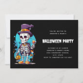 Funny Halloween Skeleton mit Top Hat Einladung (Vorderseite)