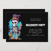 Funny Halloween Skeleton mit Top Hat Einladung (Vorne/Hinten)