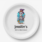 Funny Halloween Skeleton mit Top Hat Geburtstag Pappteller (Vorderseite)