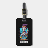 Funny Halloween Skeleton mit Top Hat Gepäckanhänger (Vorderseite vertikal)