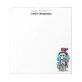 Funny Halloween Skeleton mit Top Hat Notizblock (Vorderseite)