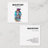 Funny Halloween Skeleton mit Top Hat Quadratische Visitenkarte (Vorne/Hinten)