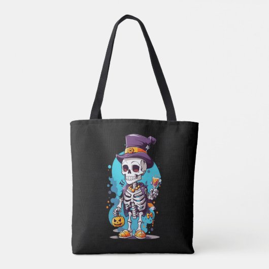 Funny Halloween Skeleton mit Top Hat Tasche (Rückseite)
