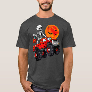 Funny Halloween Skeleton Monster Truck Kids Boys T T-Shirt