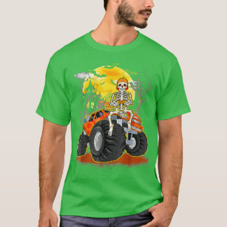 Funny Halloween Skeleton Monster Truck Kids Boys T T-Shirt